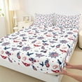 thumbnail image 3 of jejeloiu American Flag Eagle Twin Sheet Set (3-Piece) Golf Ball Red Blue Microfiber Decor, 3 of 7