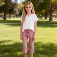 thumbnail image 6 of Baby Pants Kids Summer Plaid Drawstring Capri Trousers Side Pockets Playwear Red 13-14 Years, 6 of 6