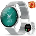 thumbnail image 1 of Montre Intelligente pour Femmes, Traqueur de Mise en Forme à Cadran Mince de 1,27 Pouces avec Appels Bluetooth (Répondre et Émettre), Montre Intelligente Compatible avec Android et iPhone, Étanchéité IP68, Montre Intelligente avec Plus de 110 Modes Sportifs (2 Bracelets), 1 of 7