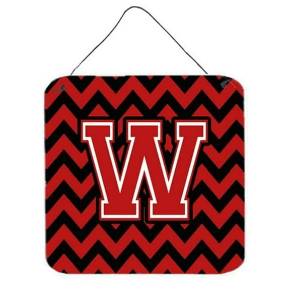 Letter W Chevron Black & Red Wall or Door Hanging Prints