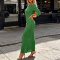 thumbnail image 4 of StSilkitty Womens Maxi Bodycon Dresses Solid Color Long Sleeve Crewneck Long Dress Wedding Guest Elegant Sundresses, 4 of 6
