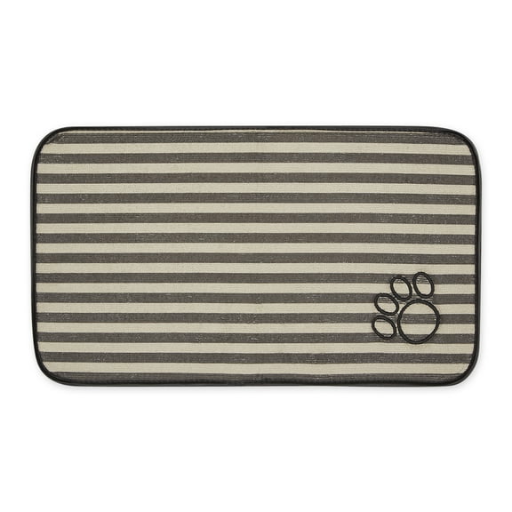 Bone Dry Striped Embroidered Microfiber Pet Food Mat