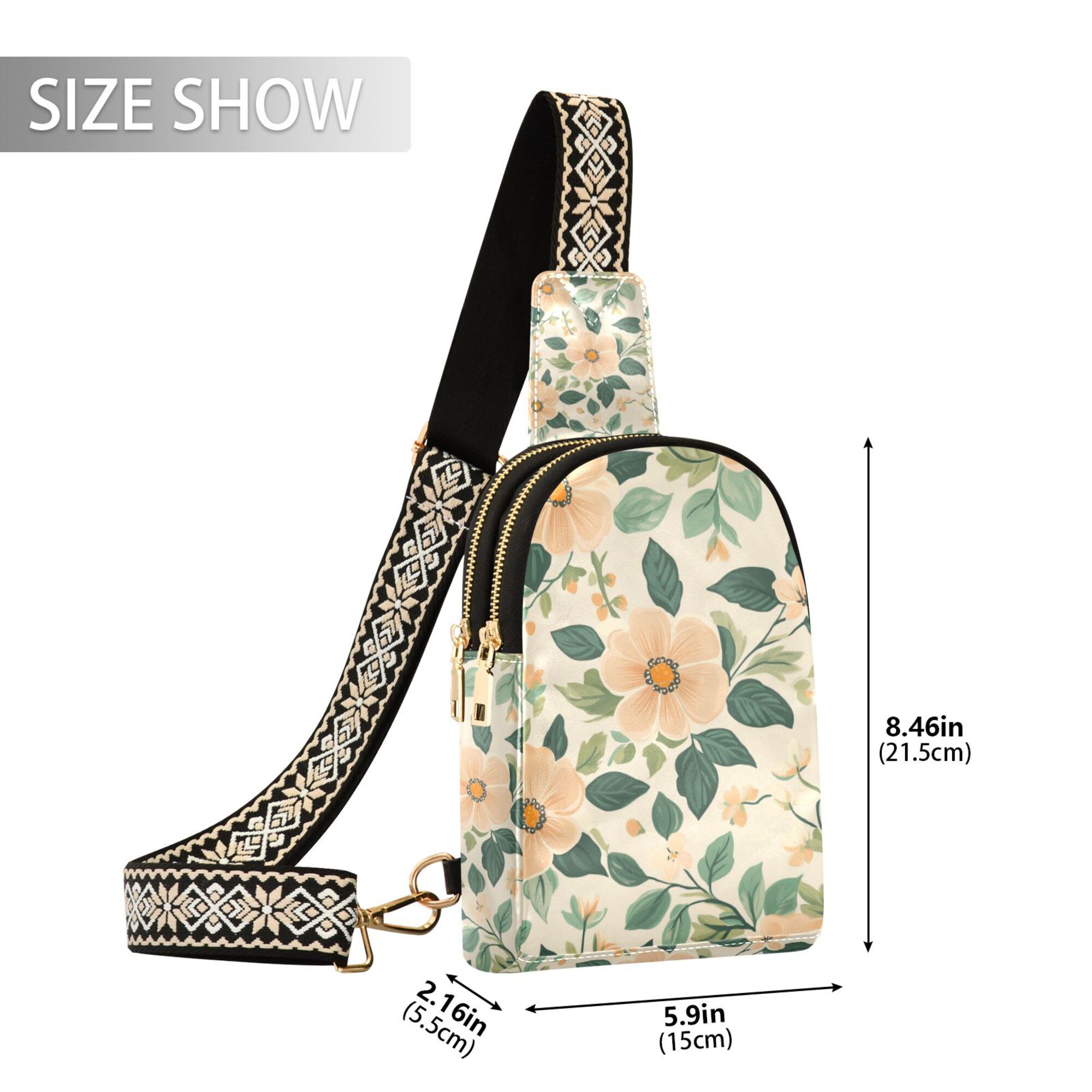 FORMRS Womens Crossbody Sling Bag Travel Daypack Shoulder Chest Backpack, Floral Design