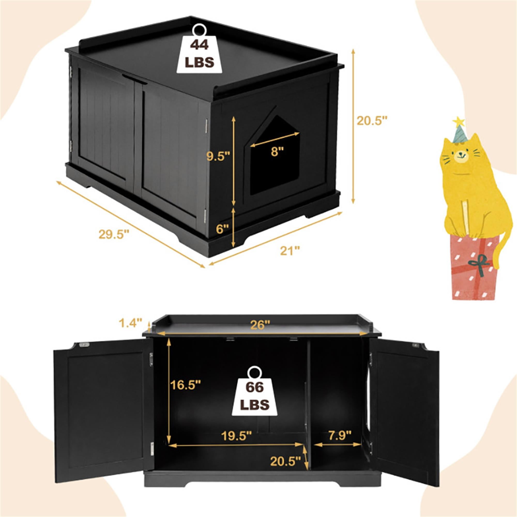 Kadyn 29" Cat Litter Box Furniture, Cat Washroom, Hidden Litter Box Cover, Dog Proof Cat Litter Boxes Enclosure, Cat House, Black