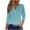 Light Blue, variant on Summer Plus Size 3/4 Sleeves Tops for Womens Fashon Casual Solid T-shirt Buttons Blouse V-Neck Casual Tops