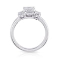 thumbnail image 2 of Dash Jewel 2 Ct Emerald Cut Lab Created Diamond Engagement Ring - Three Stone Design - 14K White Gold Plated Wedding Ring for Women - Perfect for Proposals & Anniversaries Rings, 2 of 6