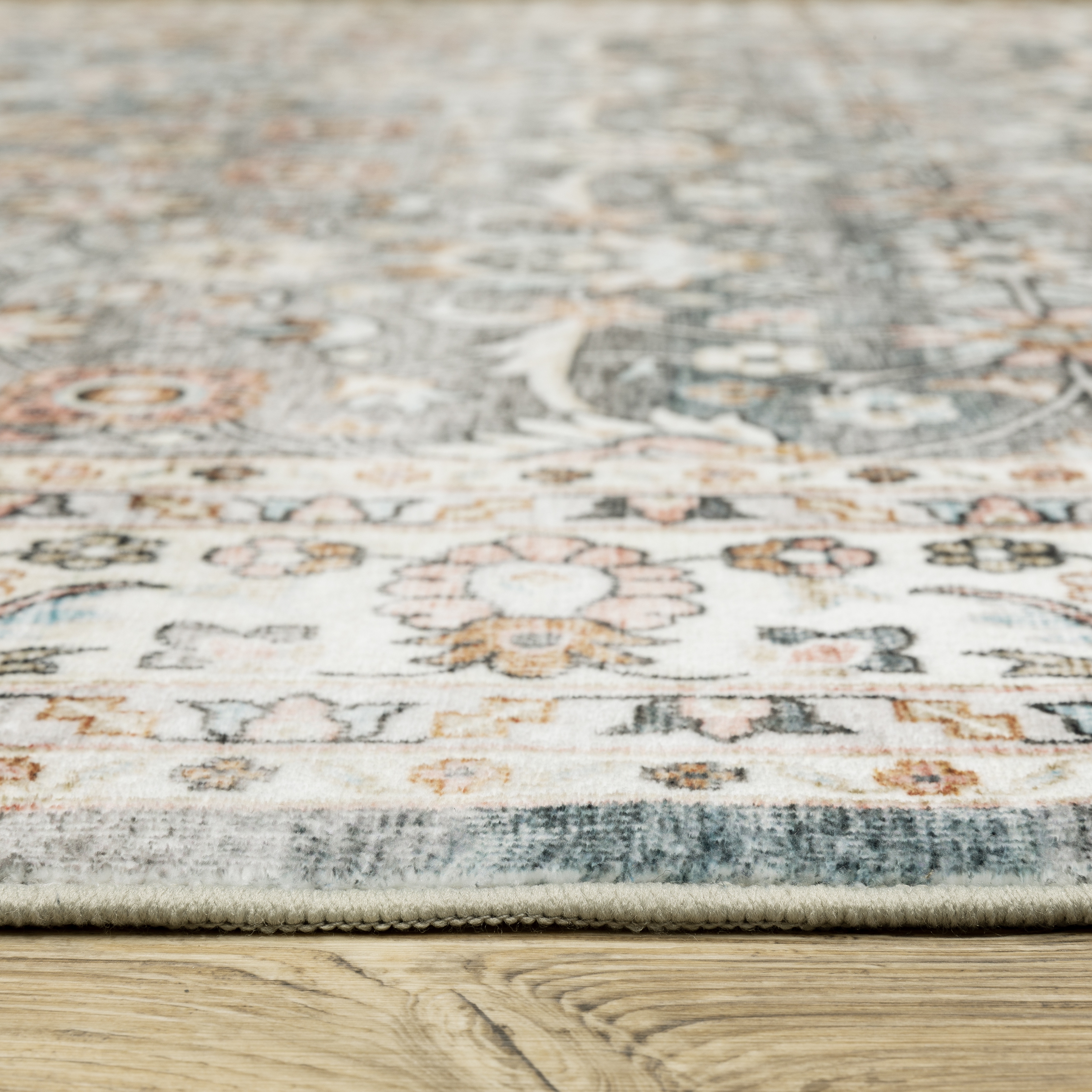 Avalon Home Sebastian Vintage Bordered Grey/ Ivory Washable Indoor Area Rug
