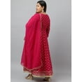 thumbnail image 6 of XL LOVE by Janasya Women's Bright Pink Georgette Foil Print Kurta with Dupatta, 6 of 9