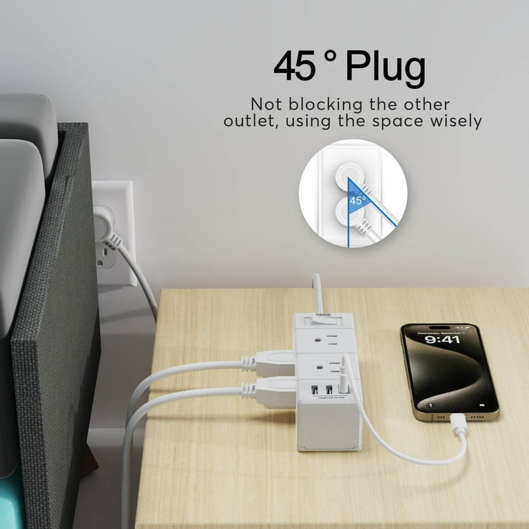 6-Outlet Power Strip with 3 USB Ports and 5-Foot Cord photo 3