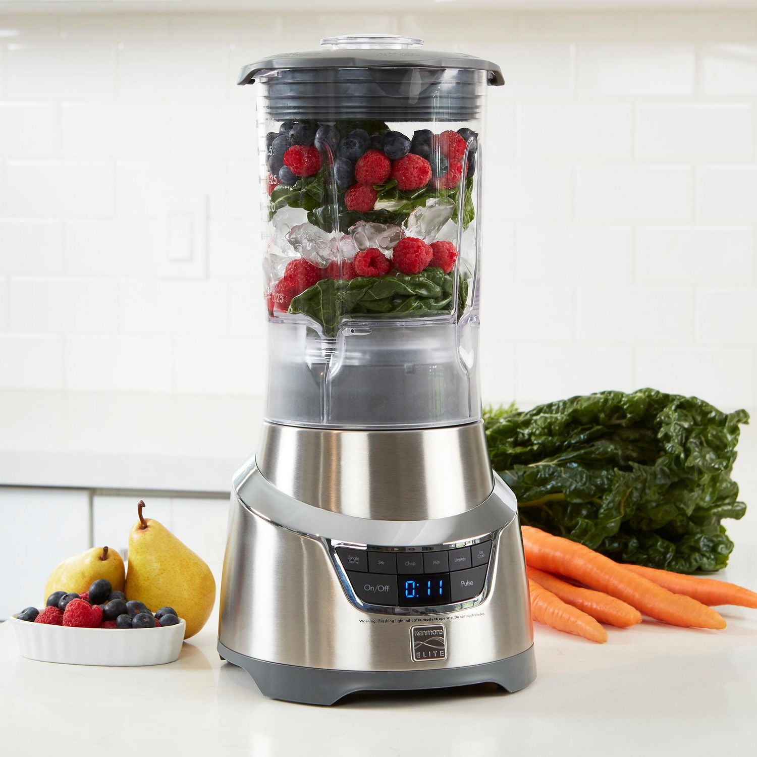 Kenmore Elite 5-Speed Countertop Blender with Travel Cup, Smoothies, Soups & Sauces, Stainless Steel Design