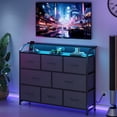 thumbnail image 6 of CONCETTA Led Dresser for Bedroom, TV Stand for Bedroom with Lights and Power Outlet, 8 Fabric Drawers Storage Organizer for Living Room, Gray, 6 of 8