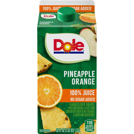 Dole Fresh 100% Pineapple Orange Juice, Chilled and Ready to Drink, 52 Oz