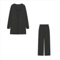 thumbnail image 2 of Conjunto de 3 Piezas de Punto para Mujer: Cárdigan de Larga, Camiseta Sin Mangas, Pantalón y Chándal. Negro L, 2 of 4
