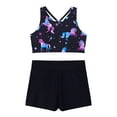 thumbnail image 3 of YEAHDOR Girls 2Pcs Animal Prints Sports Suit Crop Top with Wide Elastic Waistband Shorts, 3 of 7