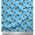 thumbnail image 1 of Soimoi Blue Cotton Poplin Fabric Leaves,American Robin & Toucan Bird Fabric Prints by Yard 42 Inch Wide, 1 of 1