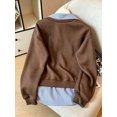 thumbnail image 2 of Women's Long Sleeve V-Neck Collared Pullover Top Loose Fit Casual Fall Winter, 2 of 3