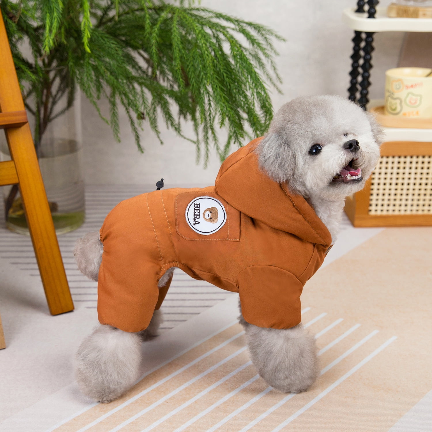 QJUHUNG Autumn & Winter Pet Dog Coat - Woven Cotton Filled Four 