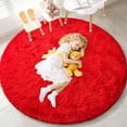 thumbnail image 4 of KIXINWA Red Round Rug for Girls Bedroom, Fluffy Circle Rug for Kids Room, 4x4 Feet Fuzzy Circular Rug, Soft Plush Area Rug for Bedroom, Non Slip Shaggy Living Room Rug, 4 of 6