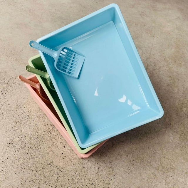 Cat Litter Box Pet Litter Tray Toilet Litter Extra Nonstick Pan Kitty with Scoop