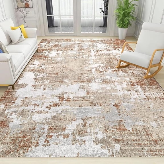 Modern Distressed Area Rug, Abstract Ethnic Art Non Slip Kids Rugs, Machine Washable Durable Carpet For Indoor Bedroom Living Room Office Decor Rug 4x5ft
