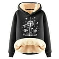 thumbnail image 3 of Yeaiivve Sherpa Lined Sweatshirt for Women Winter Fashion Graphic Hoodies Drawstring Hooded Pullover Outdoor Warm Hoodie Sweatshirts Black XXXL, 3 of 5