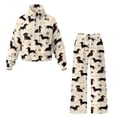 thumbnail image 5 of Uorisanigo Cute Dachshund Two Piece Sets for Women Lounge Sets Mock Neck Tops Wide Leg Pants Vacation Travel Airport Outfits Fall Outfits Plus Size Drawstring Lounge Wear Jogger Set, 5 of 8