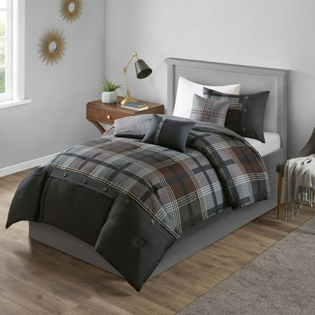 Comforter Set Bear Plaid - Mainstays Estrella Plaid Printed Comforter Bedding Set, Grey, Twin/Twin XL