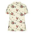 thumbnail image 5 of Jjayotai Linen Blouse for Women, Womens Peter Pan Collar Tops, Women's T-Shirts, Summer Short Sleeve Shirts, Casual Loose Trendy Floral Blouses 2025 Multicolor^10 XXXXXL, 5 of 5