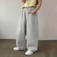 thumbnail image 6 of Riecok Wide Leg Pants for Boys Elastic Waist Pants Lightweight Solid Pull on Trousers Casual Outerwear with Pockets, 6 of 8
