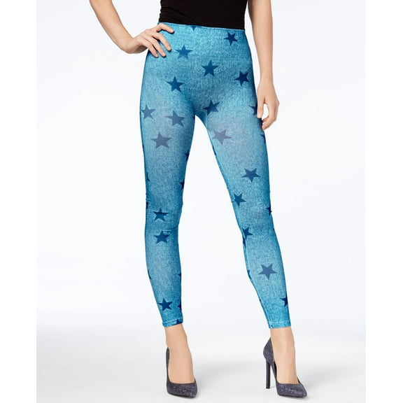 First Looks Women’s Denim Star Seamless Leggings, Blue, Small/Medium