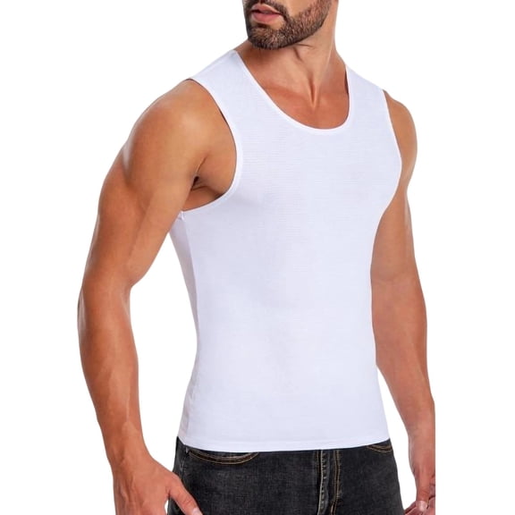VgaVtl Summer Men's Tank Shirts Muscle Sleeveless Shirts for Men Leisure Slim Athletic White Quick Drying Solid Tops