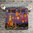 thumbnail image 3 of Ambesonne Scenery Quilted Bedspread Set 3 Pcs, Wet Arun Building Night, King Size, Multicolor, 3 of 3