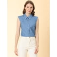 thumbnail image 3 of INSPIRE CHIC Camisas De Trabajo Con Mangas Casquillo Para Mujer, Blusas Con Botones Y Cuello Vuelto Azul claro XL, 3 of 6