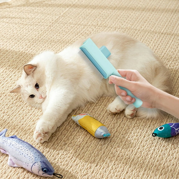 Cats And Dog Self-cleaning Comb One-button Detangling And Loose Hair Removal Pet Comb Cats And Dog Detangling Comb Dense Tooth Comb