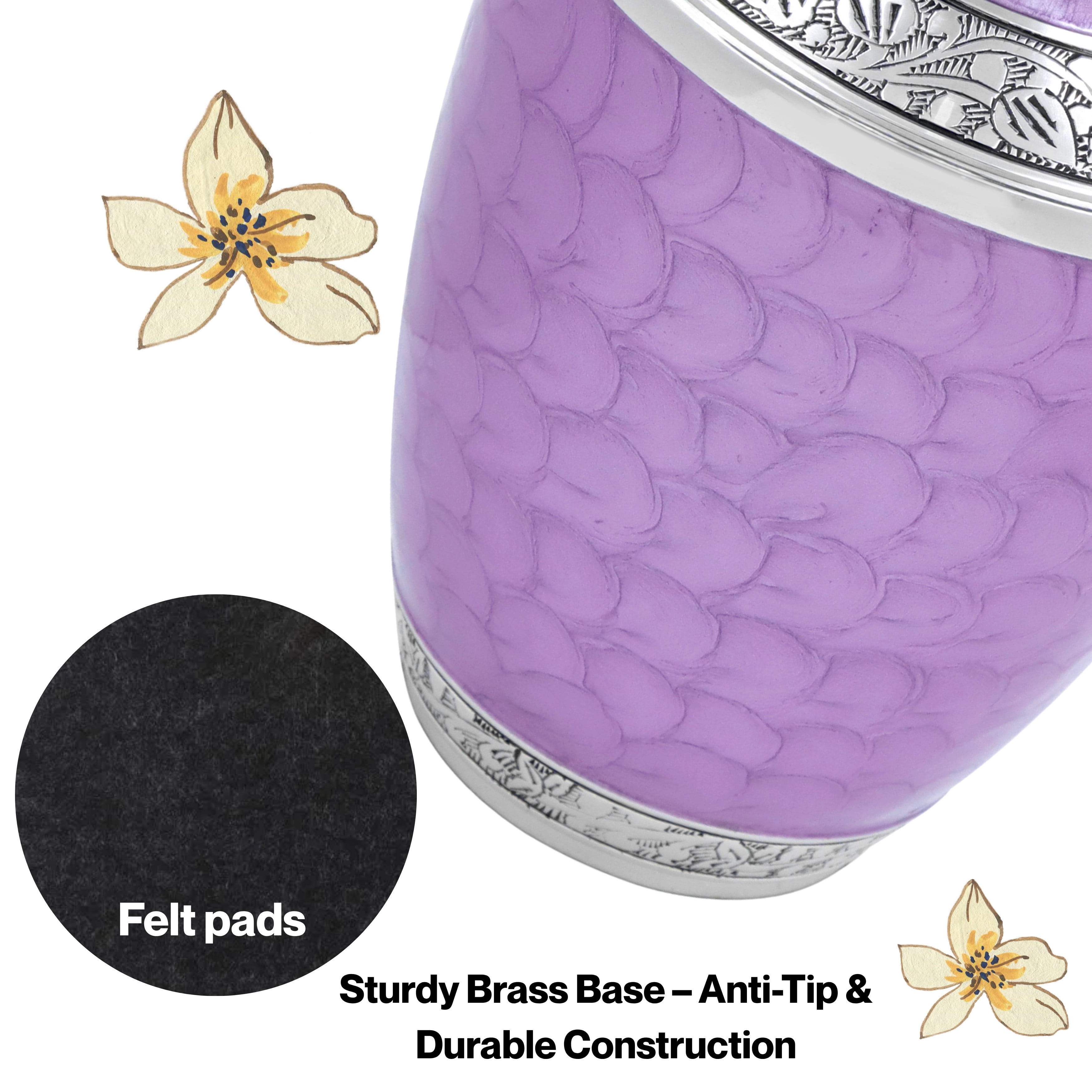 Aluminum Handcrafted Urn - Elegant Keepsake Holder for Adult Human Ashes (Lavender & Chrome)