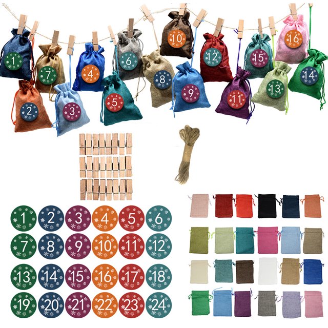 Christmas Advent Calendar, 24 Days Advent Calendars Candy Gift Bags