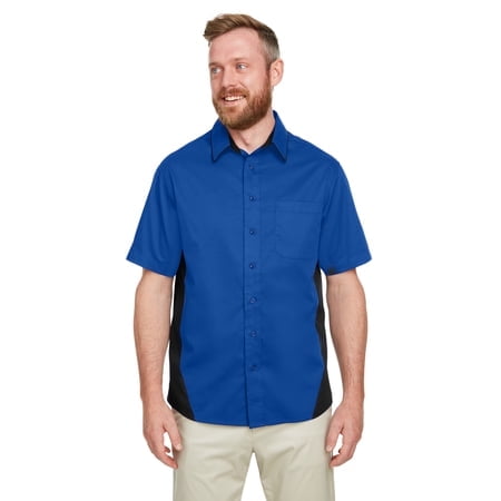 Harriton Chemise à Manches Courtes Colorblock pour Hommes M586T