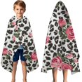 thumbnail image 3 of Pioneer Flower Floral Print Pattern Hooded Bath Towel，50"x30" for Ages 3 To 12 Kids, Quick Dry Lightweight Soft Microfiber Hood Beach Towel Cover Up for Kids, 3 of 7