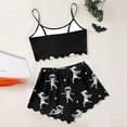 thumbnail image 4 of Halloween Outfits Set 2PC Women Skeleton Print Sleeveless Tank Tops Bowknow Shorts Set Casual Home Wear Cozy Nightwear Set, 4 of 4