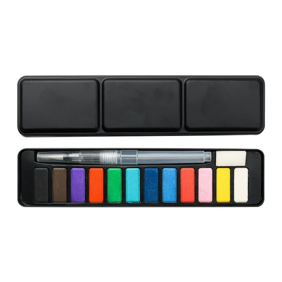 EGNMCR 12 Color Solid Watercolor Paint Suit Iron Box Art Supplies Portable Hand Drawn Children's Painting Paint Powder watercolor paints