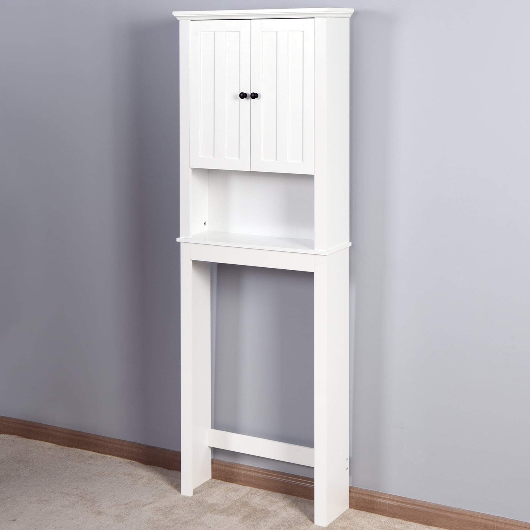 UBesGoo Bathroom Cabinet, Bathroom Space Saver, Over The Toilet Storage with 2-Door Adjustable Shelves, White