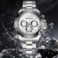 thumbnail image 4 of Reloj cronógrafo luminoso resistente al agua, esfera blanca y calendario, esfera negra, reloj de pulsera de lujo para hombre dorado atemporal, 4 of 7
