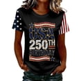 thumbnail image 3 of 250 Anniversary Usa Shirt Summer Tops for Women Graphic Tees Stylish Printed Short Sleeve Round Neck Comfortable Casual Daily Everyday Wear, 3 of 5