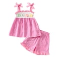 thumbnail image 3 of XAOFW Girl's Outfits Sets Sleeveless Floral Plaid Suspenders Tank Tops With Shorts Kids Two Piece Outfits Party Night Versatile Stylish Infant Clothing Sets, 3 of 9