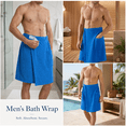 thumbnail image 3 of Men Wrap Bath Skirt, Adjustable Waist Towel Wrap with Side Pocket Absorbent Spa Shower Home Cover up Blue L, 3 of 5