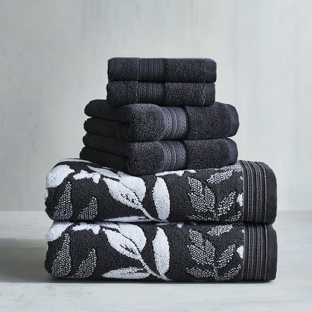 Gray Shadow Floral 6PC Towel Set, Better Homes & Gardens Signature Soft