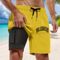 thumbnail image 2 of Mens Shorts Swim Trunks Compresssion Liner Inseam Board Shorts Bathing Suit With Pockets Men's Athletic Shorts Yellow L, 2 of 4