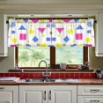 thumbnail image 3 of Yayeee Kitchen Curtains Tier Set of 2 Light Filtering 57"x24" Over Sink Window Panels, Yellow Retro Round, 3 of 7