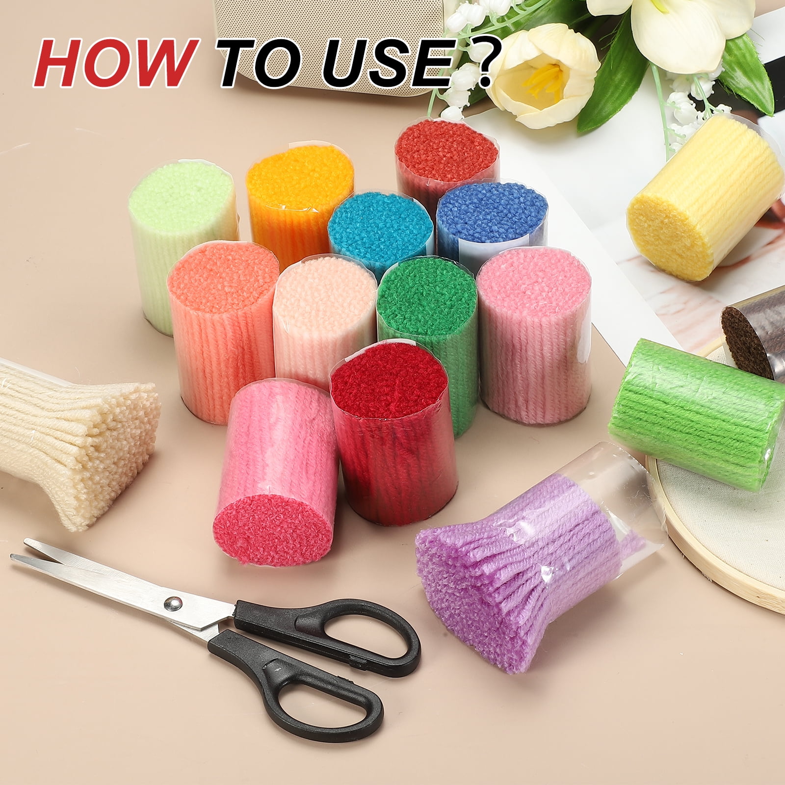 15 Rolls Latch Hook Yarn, 3mm Matte Red Latch Hook Kit Yarn Precut Hook Rugs Making Crochet Bundles for Rug Adults Beginners Tapestry DIY Craft