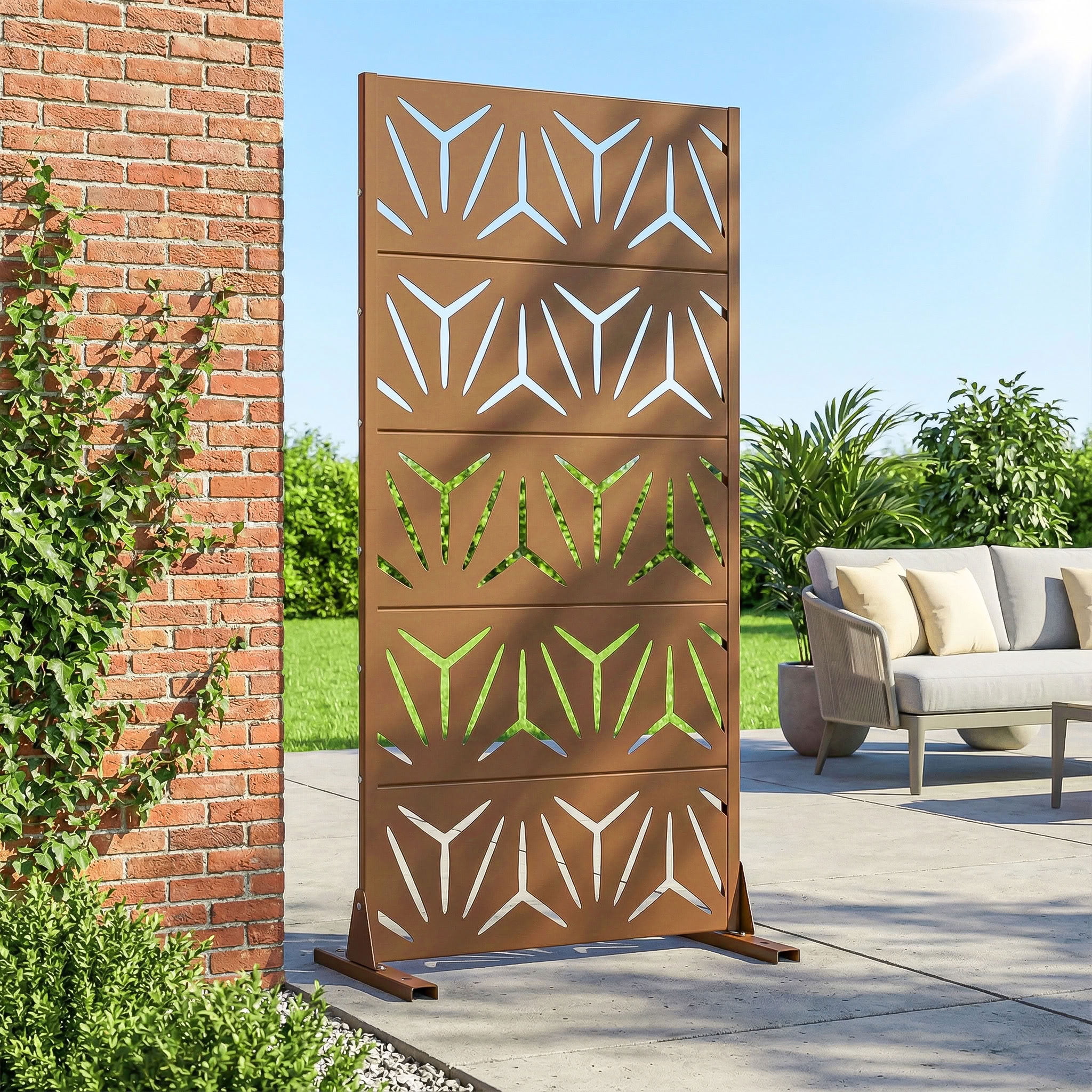 MAYEERTY 5 Panels Metal Outdoor Garden Privacy Screen Panel Patio Backyard Decorative Privacy Fence Divider, 59×29.5×15.7in